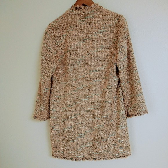 Chicos Boucle Open Front Textured Frayed Cardigan Duster Jacket - Picture 2 of 8